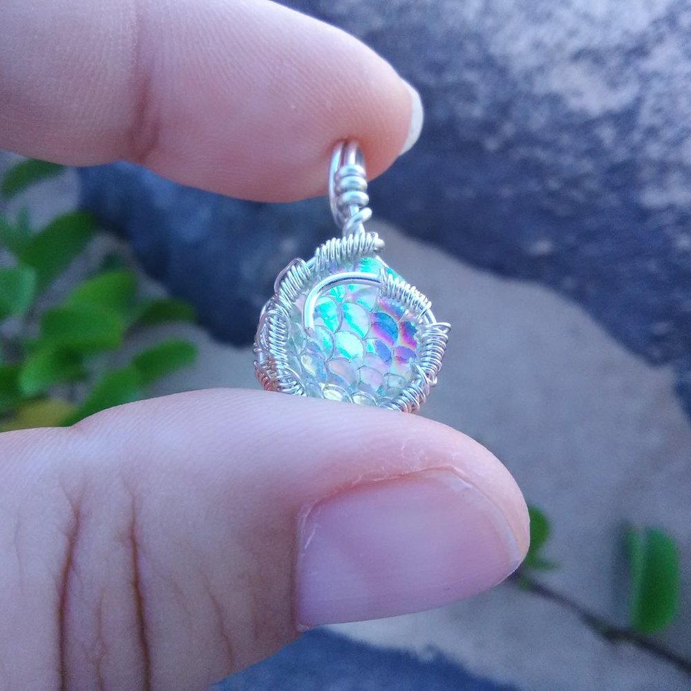 White Mermaid Silver Wrapped Necklace